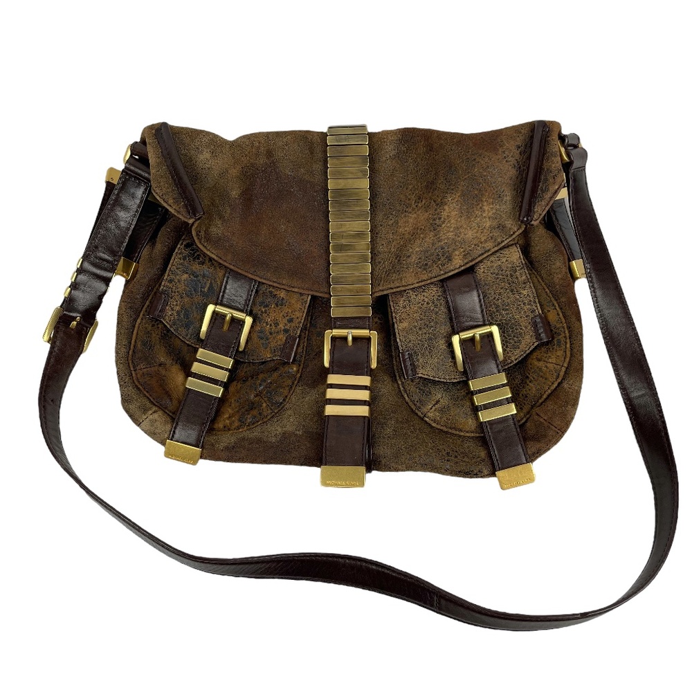 Michael Kors Darrington Distressed Suede Leather Crossbody Messenger Bag $895